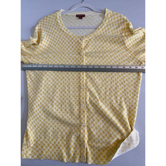 Classic Preppy Women's Plus XXL Button Front Cardigan Yellow Knit Sweater Retro - Picture 7 of 10